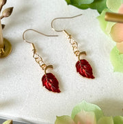 Red Luscious Leaf Earrings