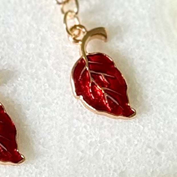 Red Luscious Leaf Earrings