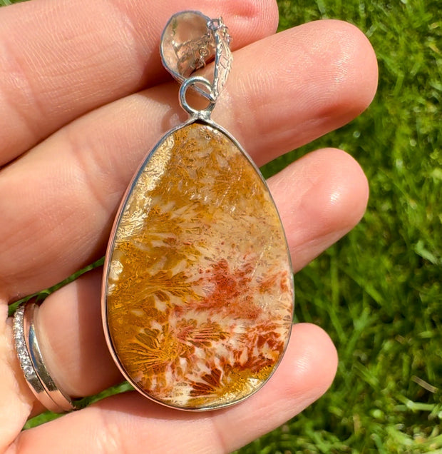 Sunset Fossil Coral Necklace