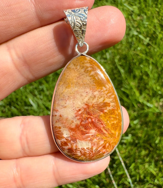 Sunset Fossil Coral Necklace