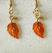 Orange Luscious Leaf Earrings