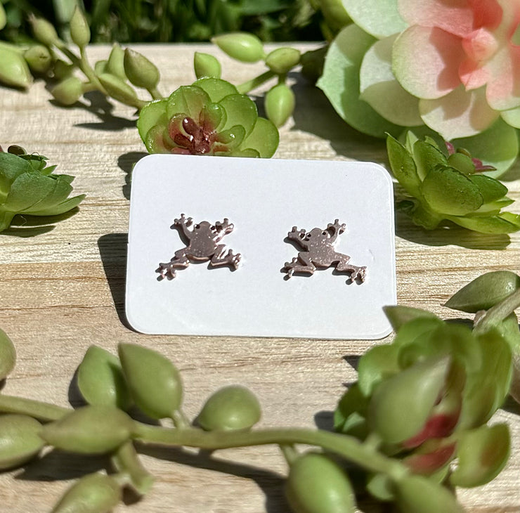 Rose Gold Frog Studs